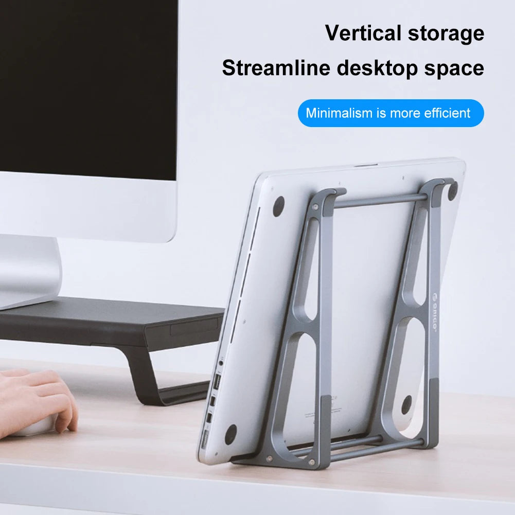 2-in-1 Laptop Vertical Stand Aluminium Alloy Fordable Support Stand Detachable Ergonomic Notebook Stand for 11-17.4 Inch Macbook